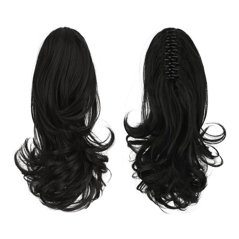 Sofeiyan 13" Ponytail Extension Long Curly Ponytail Clip in Claw Hair Extension Natural Looking Synthetic Hairpiece for Women, Natural Black - Image 2